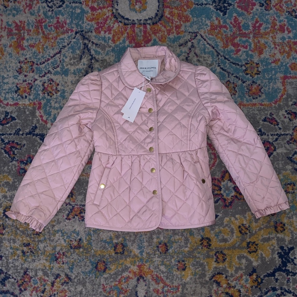 NWT Janie and Jack light Pink Quilted Jacket Sz. 5/6